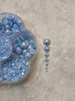 استیکر برجسته ناخن راسا طرح نگین آبی بسته 7 عددی