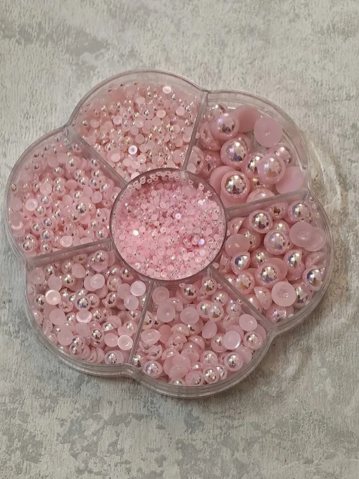 استیکر برجسته ناخن راسا طرح نگین صورتی بسته 7 عددی