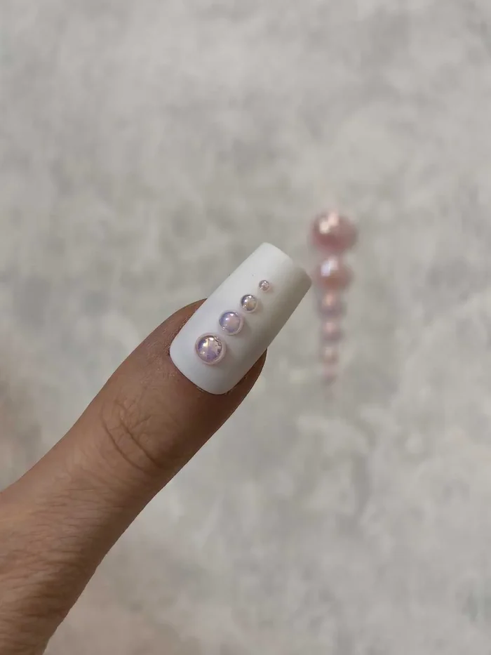 استیکر برجسته ناخن راسا طرح نگین صورتی بسته 7 عددی