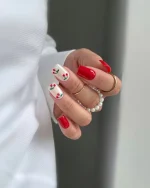 ناخن مصنوعی راسا طرح آلبالو رنگ قرمز فرم مربع