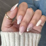 ناخن مصنوعی زمستانی فرنچ سفید بیبی بومر