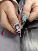 ناخن مصنوعی راسا طرح دختر و عنکبوت رنگ بنفش یاسی مشکی RSR1281