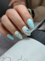 ناخن مصنوعی راسا طرح گل آبرنگی رنگ آبی پاستیلی