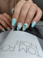 ناخن مصنوعی راسا طرح گل آبرنگی رنگ آبی پاستیلی