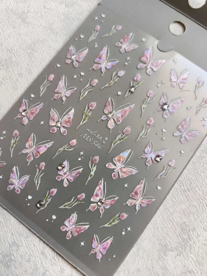 لنز و استیکر [اسلایدر] برجسته ناخن راسا طرح گل و پروانه کد RSL12