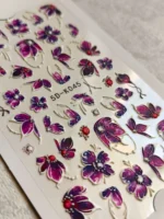 لنز و استیکر [اسلایدر] برجسته ناخن راسا طرح گل و پروانه کد RSL07