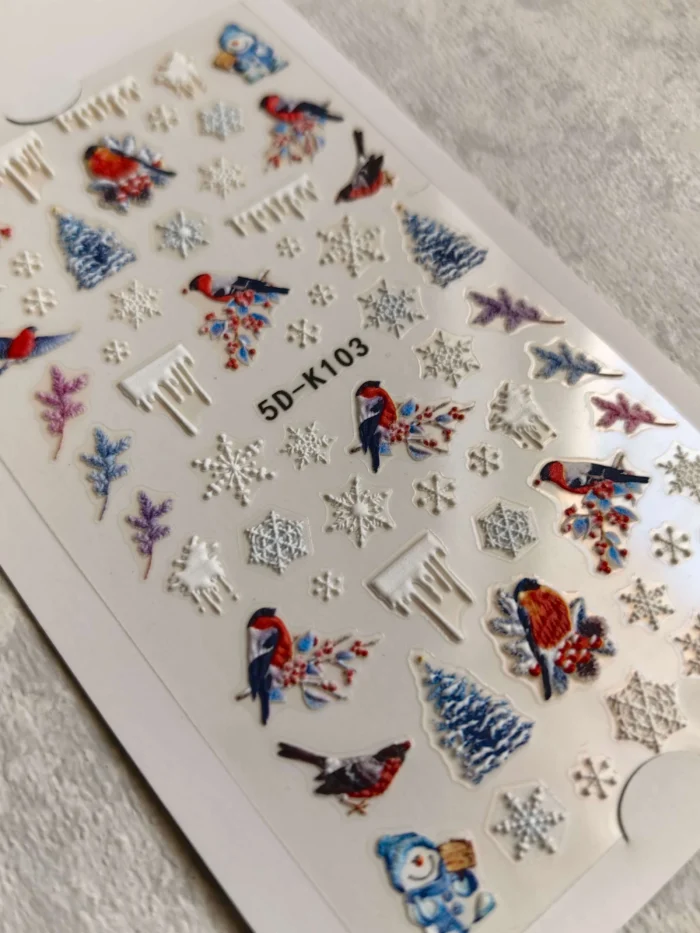 لنز و استیکر [اسلایدر] برجسته ناخن راسا طرح برف و آدم برفی و زمستان کد RSL04