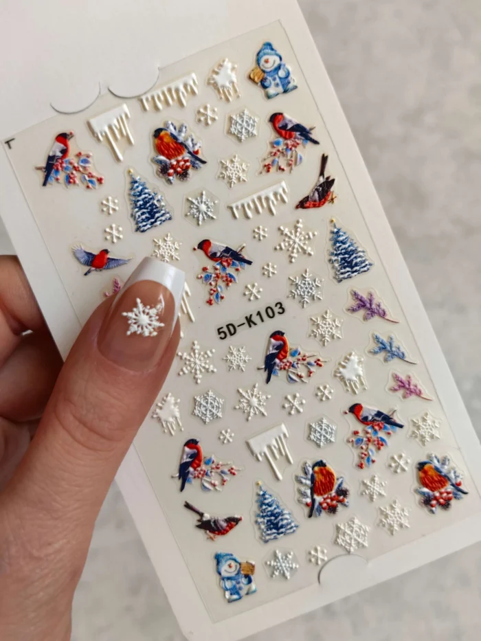 لنز و استیکر [اسلایدر] برجسته ناخن راسا طرح برف و آدم برفی و زمستان کد RSL04