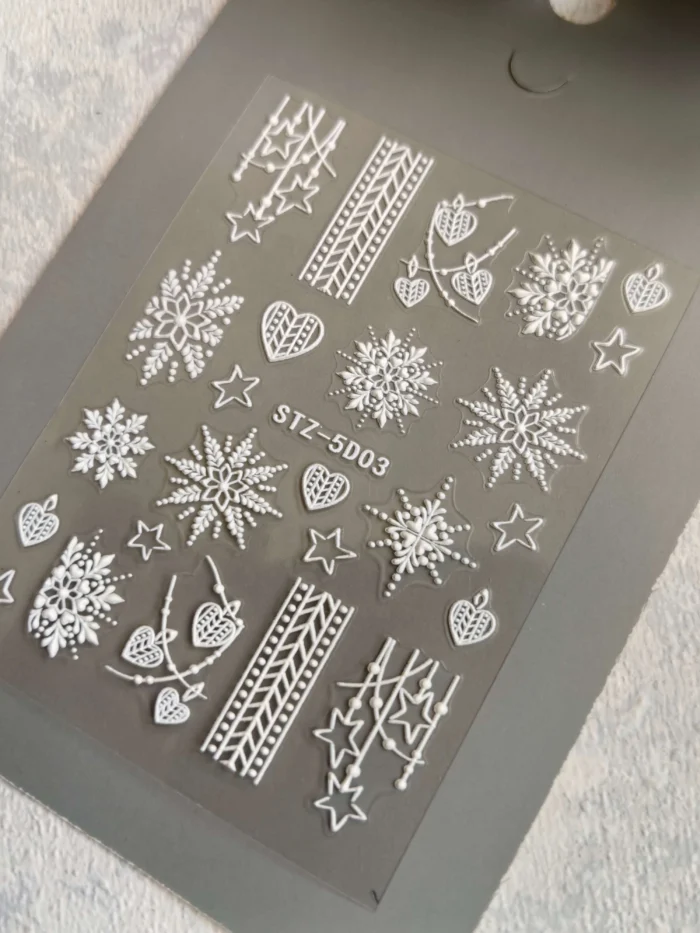 لنز و استیکر [اسلایدر] برجسته ناخن راسا طرح برف کد RSL01