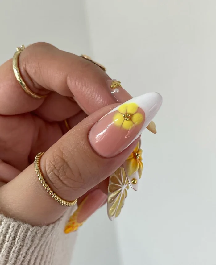 ناخن مصنوعي تابستونی راسا مدل گل و لیمو رنگ زرد