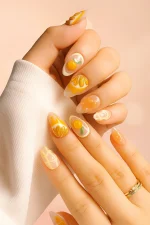 ناخن مصنوعی راسا طرح پرتقال تابستونی رنگ نارنجی و شیری
