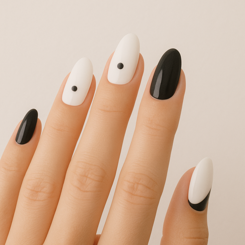 ناخن مصنوعی سیاه سفید