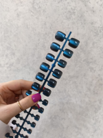 ناخن مصنوعی پا کریستالی کهکشانی رنگ آبی