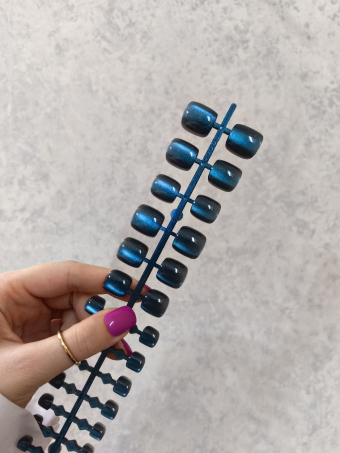 ناخن مصنوعی پا کریستالی کهکشانی رنگ آبی