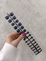 ناخن مصنوعی پا کریستالی کهکشانی رنگ سرمه ای