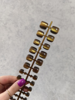 ناخن مصنوعی پا کریستالی کهکشانی رنگ طلایی (2)