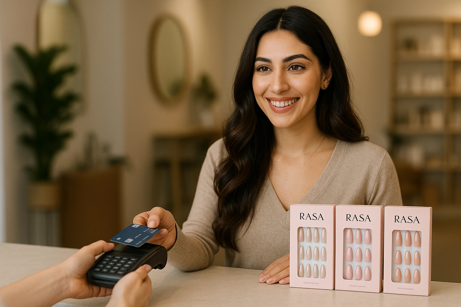 فردی در حال خرید ناخن مصنوعی