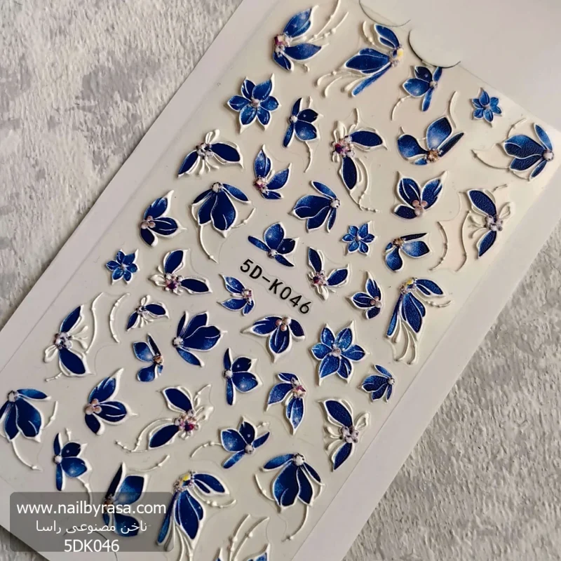 لنز و استیکر [اسلایدر] برجسته ناخن راسا طرح گل و پروانه کد RSL06