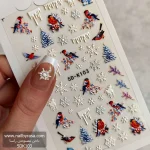 لنز و استیکر [اسلایدر] برجسته ناخن راسا طرح برف و آدم برفی و زمستان کد RSL04