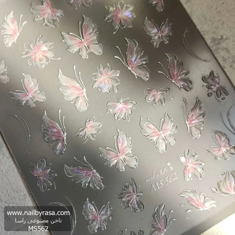 لنز و استیکر [اسلایدر] برجسته ناخن راسا طرح گل و پروانه کد RSL13
