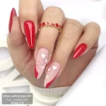 ناخن مصنوعی راسا مدل قرمز طرح خط و قلب