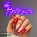 ناخن مصنوعی راسا مدل قرمز طرح خط و قلب