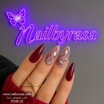 ناخن مصنوعی راسا مدل زرشکی طرح خطی