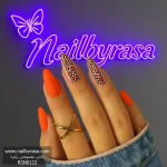 ناخن مصنوعی راسا مدل نارنجی طرح پلنگی خطی