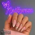 ناخن مصنوعی راسا مدل فرنج و گل بابونه