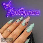 ناخن مصنوعی راسا مدل سبز آبی طرح مینیمال