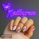 ناخن مصنوعی راسا مدل مشکی فرنچ کج و شاین