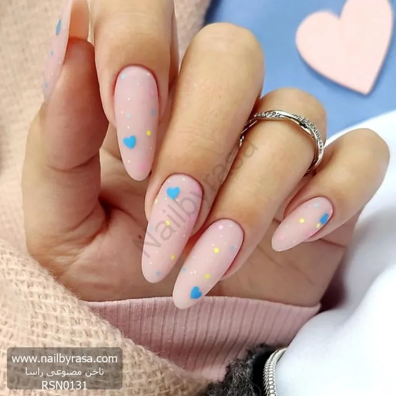 ناخن مصنوعی راسا مدل قلب و نقطه رنگی