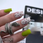 ناخن مصنوعی راسا مدل سبز و کرم سنگی