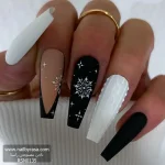 ناخن مصنوعی راسا مدل مشکی سفید مدل برف