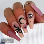 ناخن مصنوعی راسا مدل صورتی طرح چشم و مار