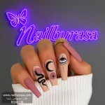 ناخن مصنوعی راسا مدل صورتی طرح چشم و مار