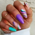 ناخن مصنوعی راسا مدل بنفش آبی طرح خطی