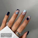 ناخن مصنوعی راسا مدل آبی سرمه ای طرح مینیمال