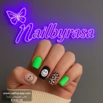 ناخن مصنوعی راسا مدل سبز طرح اسمایل