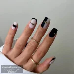 ناخن مصنوعی راسا مدل مشکی شیری طرح مینیمال