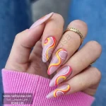 ناخن مصنوعی راسا مدل زرد صورتی طرح خطی مینیمال