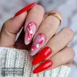 ناخن مصنوعی راسا مدل قرمز طرح ماربل و قلب