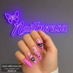 ناخن مصنوعی راسا مدل صورتی طرح خفاش