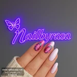 ناخن مصنوعی راسا مدل سفید پروانه سرخابی