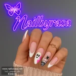 ناخن مصنوعی راسا مدل فرنچ طرح عنکبوت و روح