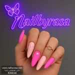 ناخن مصنوعی راسا مدل صورتی طرح خط و قلب