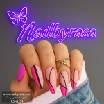 ناخن مصنوعی راسا مدل سرخابی فرنچ کج خطی