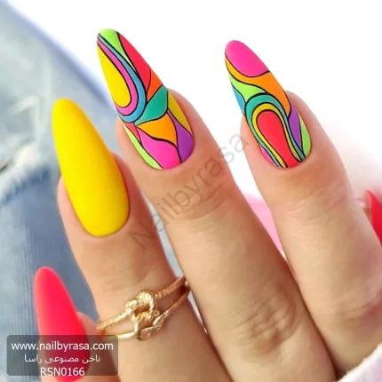ناخن مصنوعی راسا مدل جیغ طرح رنگی رنگی