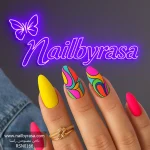 ناخن مصنوعی راسا مدل جیغ طرح رنگی رنگی