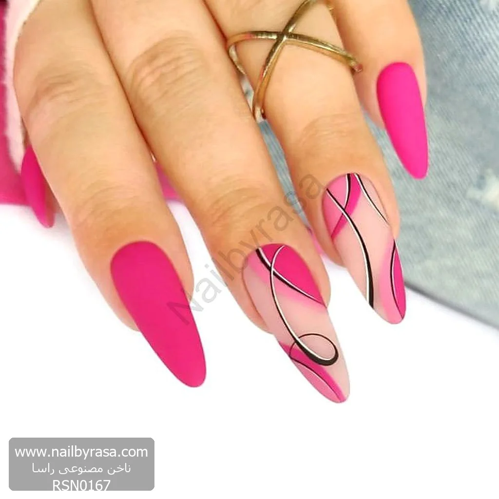 RSN0167-1 ناخن مصنوعی راسا مدل سرخابی مینیمال